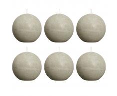 Bolsius Velas rústicas de bola 6 unidades 80 mm gris piedra