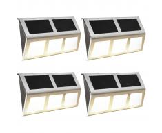 vidaXL Lámparas solares 4 uds luces LED blanco cálido