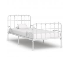 vidaXL Estructura de cama con base de listones metal blanco 100x200 cm
