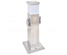 vidaXL Columna con enchufes de jardín con lámpara acero inoxidable