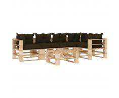 vidaXL Set muebles de palés de jardín 6 pzas madera cojines gris taupe