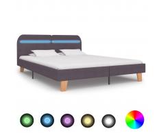 vidaXL Estructura de cama con LED tela gris topo 180x200 cm