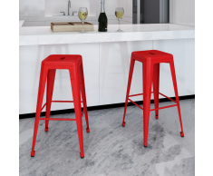 vidaXL Taburetes de barra de cocina 2 unidades acero rojo