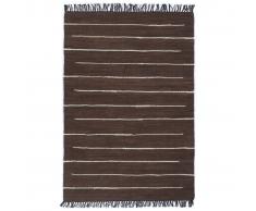 vidaXL Alfombra tejida a mano Chindi de algodón marrón 120x170 cm