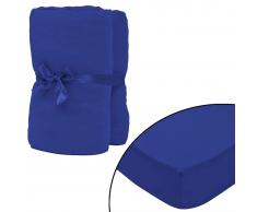 vidaXL Sábana ajustada 2 uds algodón 160 g/㎡ 120x200-130x200 cm azul
