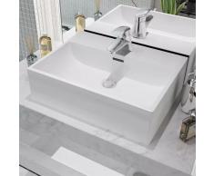 vidaXL Lavabo con orificio para grifo cerámica blanco 51,5x38,5x15 cm