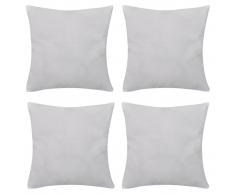 vidaXL 4 fundas blancas para cojines de algodón, 80 x 80 cm
