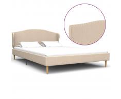 vidaXL Estructura de cama de tela beige 140x200 cm
