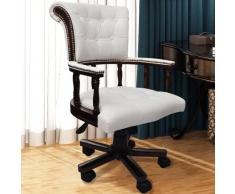 vidaXL Silla Giratoria De Cuero Color Blanco