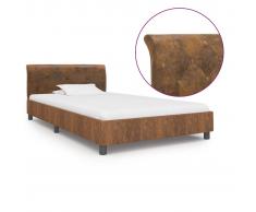 vidaXL Estructura de cama de piel de ante artificial marrón 90x200 cm