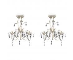 vidaXL Lámparas de araña de cristal 2 unidades blanco elegante