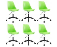 vidaXL Sillas de comedor giratorias 6 unidades cuero sintético verde