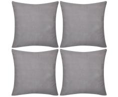vidaXL 4 fundas grises para cojines de algodón, 40 x 40 cm