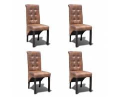 vidaXL Sillas de comedor 4 unidades cuero sintético marrón