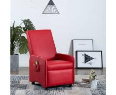 vidaXL Sillón de masaje reclinable de cuero sintético rojo