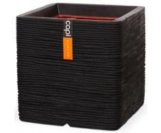 Capi Maceta Nature Rib cuadrada 40x40 cm negra KBLR903