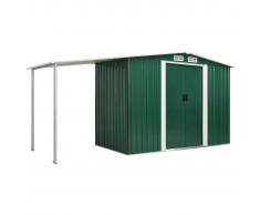 vidaXL Cobertizo jardín puertas correderas acero verde 386x131x178 cm
