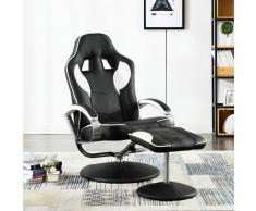 vidaXL Silla oficina reclinable con reposapiés cuero sintético blanco