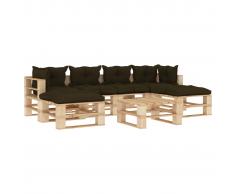 vidaXL Set muebles de palés de jardín 7 pzas madera cojines gris taupe