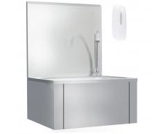 vidaXL Fregadero lavamanos comercial con grifo de acero inoxidable