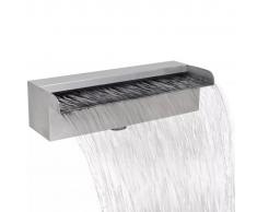 vidaXL Fuente rectangular de acero inoxidable para piscina, 30 cm