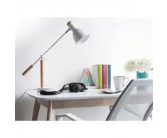 Beliani Lámpara de mesa, Lámpara de oficina, Madera,Blanco, PECKOS