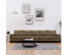 vidaXL Sofá de 5 plazas de tela marrón