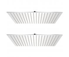 vidaXL Cabezal de ducha efecto lluvia 2 uds acero inoxidable 50x50 cm