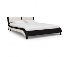 vidaXL Estructura de cama cuero sintético blanco y negro 140x200 cm