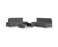 vidaXL Juego de muebles de jardín 5 piezas ratán sintético gris