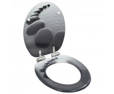vidaXL Asiento inodoro WC con tapa de cierre suave MDF diseño piedras