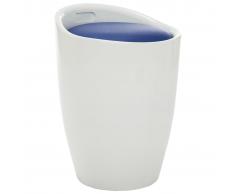 vidaXL Taburete de almacenamiento de cuero sintético blanco y azul