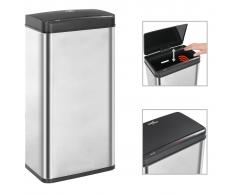 vidaXL Papelera sensor automático acero inoxidable plata y negro 80 L