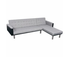vidaXL Sofá cama esquinero tela 218x155x69 cm negro y gris