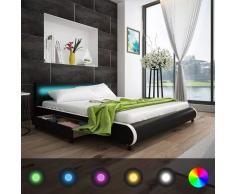 vidaXL Cabecero de Cama Negro con LED 180 cm + Colchón Espuma Viscoelástica