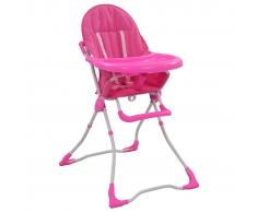 vidaXL Trona de bebé rosa y blanco