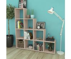 vidaXL Estantería librería en forma de escalera 142 cm color roble