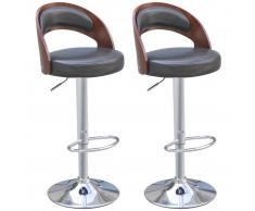 vidaXL Taburetes de bar 2 unidades madera curvada y cuero artificial