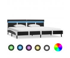 vidaXL Estructura de cama con LED cuero sintético gris 180x200 cm