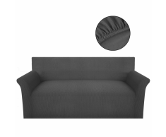 vidaXL funda elástica de tela acanalada color gris para sofá