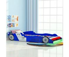 vidaXL Cama infantil con forma de coche carreras y LED 90x200 cm azul