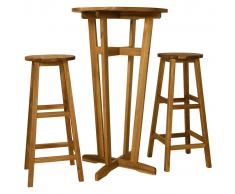 vidaXL Set de mesa y sillas de bar 3 piezas madera maciza de acacia
