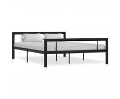 vidaXL Estructura de cama de metal negro y blanco 140x200 cm