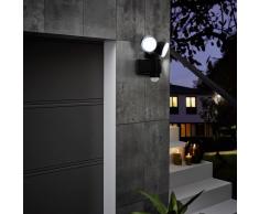 EGLO Lámpara LED de pared de jardín con sensor Casabas negro 2x3,75 W