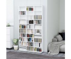 vidaXL Estantería para CD de aglomerado blanco 102x16x177,5 cm