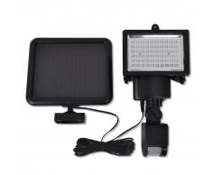 vidaXL Lámpara solar foco de LED exterior con sensor, negra