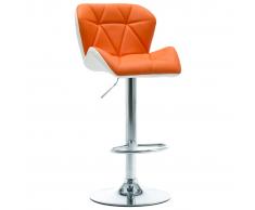 vidaXL Taburete de cocina de cuero sintético naranja