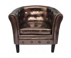 vidaXL Sillón con diseño de cubo cuero sintético marrón