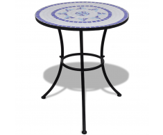 vidaXL Mesa mosaico color azúl y blanco, 60 cm