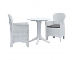vidaXL Juego de mesa y sillas de jardín bistró 3 pzas plástico blanco